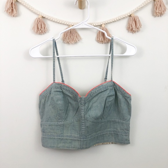 American Eagle Outfitters Tops - American Eagle Denim Sweet Heart Crop Top